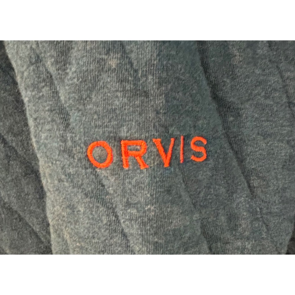 Orvis Mens XXL Quilted Snap Neck Pullover Sweatshirt Blue Orange Mock Neck - Picture 3 of 6
